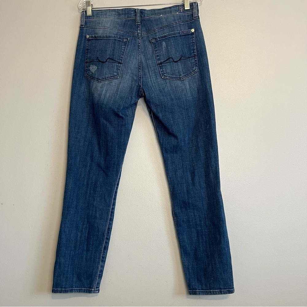 7 For All Mankind Womens Josefina Boyfriend Jeans Distressed Sz 27 Button Fly - Picture 13 of 15